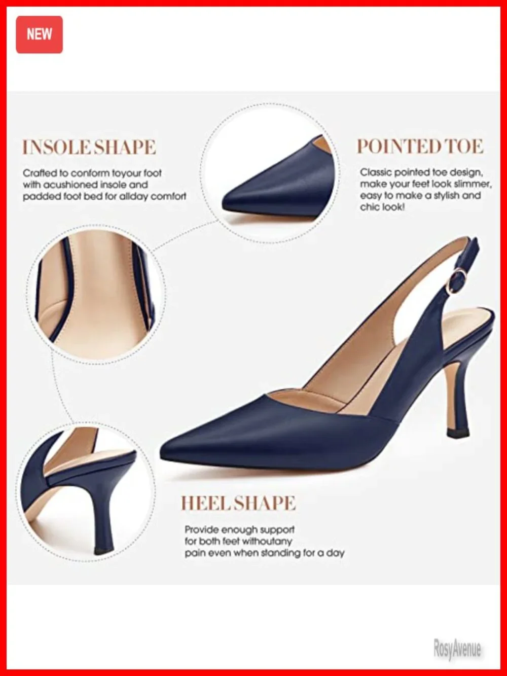 Faux Leather Slingback Kitten Heels Closed Toe Wedding Pumps